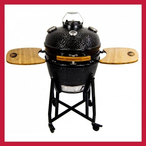 Керамический гриль-барбекю Start Grill 22 черный, 57 см с окошком